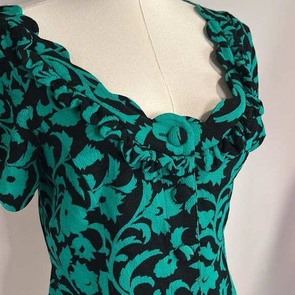 Anthropologie Maeve Floral Green and Black Women's Top - 4 - Picture 6 of 11